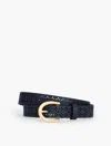 Talbots Perforated Pebble Leather Belt - Blue - Large