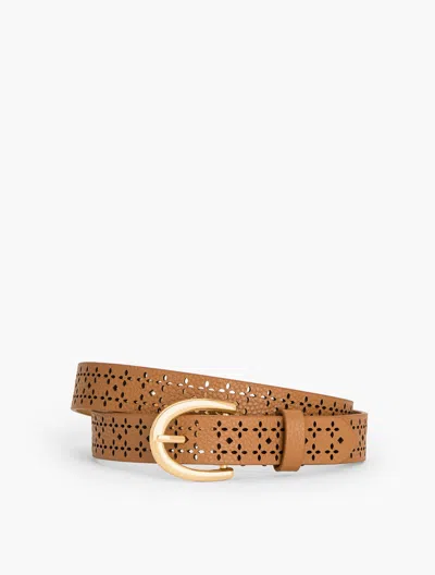 Talbots Perforated Pebble Leather Belt - Havana Tan - Small  In Havana Tan