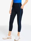 Talbots Performance Compression Capri Leggings - Contrast Piping - Blue - Medium  In Blue
