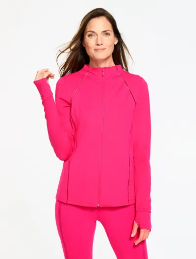 Talbots Performance Compression Full-zip Jacket - Picot Trim - Pink Peacock - Xl