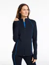 Talbots Performance Compression Full-zip Jacket - Contrast Piping - Blue - Xl