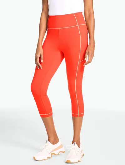 Talbots Performance Compression Pedal Pusher Pants Leggings - Contrast Stitch - Bright Papaya - Large Talbot