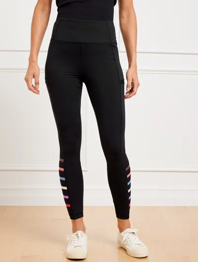 Talbots Performance Interlock Leggings - Domino Stripe - Black - 1x