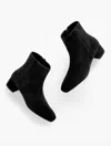 Talbots Perla Suede Block Heel Ankle Boots - Black - 11m