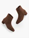 Talbots Perla Suede Block Heel Ankle Boots - Dark Walnut - 10m  In Brown