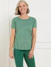 Talbots Petite - Active Stretch Jersey Short Sleeve T-shirt - Heritage Green - Medium  In Heritage Green
