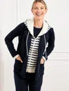 Talbots Plus Size - Airknit Stretch Full Zip Blazer - Blue - 2x  In Blue