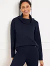 Talbots Petite - Airknit Stretch Funnel Neck Pullover Sweater - Blue - 2xs