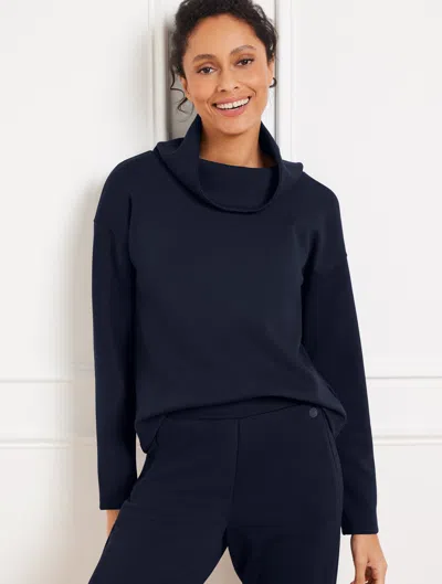 Talbots Petite - Airknit Stretch Funnel Neck Pullover Sweater - Blue - 2xs  In Blue