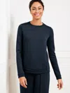 Talbots Petite - Airknit Stretch Pleat Back Pullover Sweater - Blue - Xl