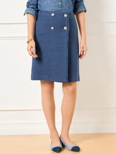 Talbots Petite - Amherst Tweed A-line Skirt - Navy Blue Dusk - 16 - 100% Cotton