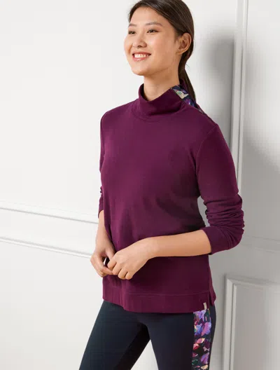 Talbots Asymmetrical Zip Mockneck Pullover Sweater - Eggplant - 1x