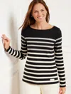 Talbots Plus Petite - Authentic  T-shirt - Metallic Wonderland Stripe - Black/ivory/silver - 3x In Black,ivory,silver