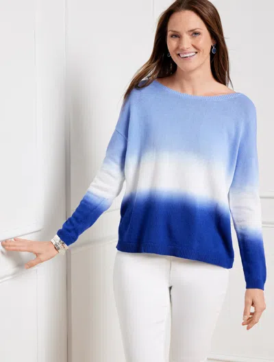 Talbots Petite - Ballet Neck Sweater - Dip Dye - Blue Sky/blueberry Hill - Small  In Blue Sky,blueberry Hill