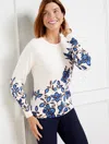 Talbots Plus Size - Bateau Neck Pullover Sweater - Blooming Daffodils - Ivory - 2x  In Ivory