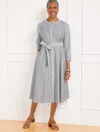 Talbots Petite - Belted Shirtdress - Daisy Stripe - Black/white - 10 - 100% Cotton  In Black,white