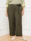 Talbots Plus Size - Belted Wide Ankle Pants - Burnt Olive - 2x  In Burnt Olive