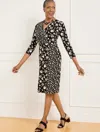 Talbots Petite - Bicolor Ditsy Wrap Jersey Dress - Black/ivory - Xl  In Black,ivory