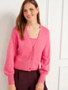 Talbots Petite - Bishop Sleeve Cardigan Sweater - Honeysuckle - Medium  In Honeysuckle