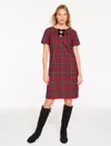 Talbots Petite - Bow A-line Dress - Blissful Plaid - Red - 12  In Red