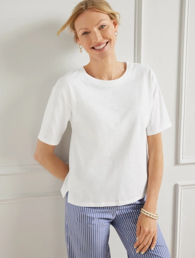 Talbots Petite - Boxy Crewneck T-shirt - White - Xl