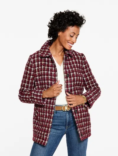 Talbots Petite - Bronte Multicheck Coat - Rich Burgundy - Xl  In Brown