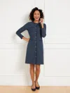 Talbots Plus Size - Button A-line Dress - Tweedy Check - Blue - 24  In Blue