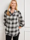 Talbots Button Detail Tunic Top - Gifting Plaid - Shadow Heather - 3x