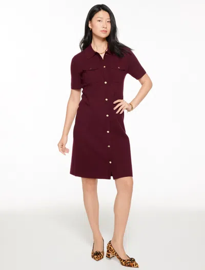 Talbots Petite - Button Front Shift Dress - Rich Burgundy - Xl
