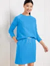 Talbots Petite - Cable Jacquard Snap Button Sweatshirt - Lakeside Blue - Large  In Lakeside Blue