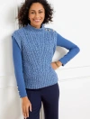 Talbots Petite - Cable Knit Mockneck Sweater Vest - Marl - Navy Blue Dusk - 2xs  In Navy Blue Dusk