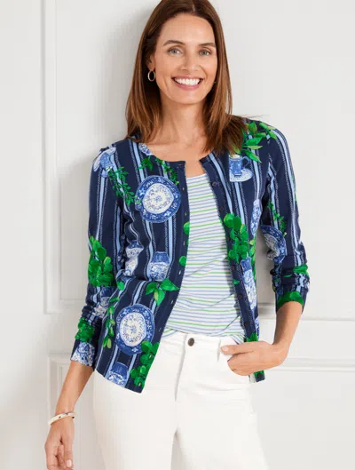 Talbots Charming Cardigan Sweater - Pottery Floral - Ink - 3x