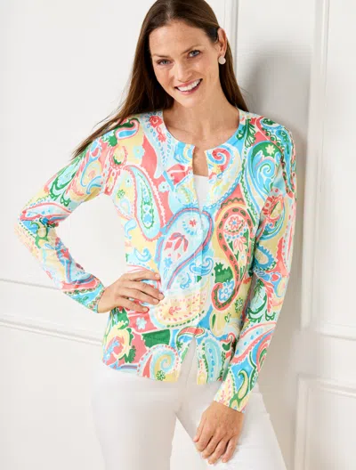 Talbots Plus Petite - Charming Cardigan Sweater - Vibrant Paisley - Corn Silk - 3x