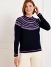 Talbots Petite - Chenille Yoke Sweater - Cheerful Fair Isle - Indigo/purple - Small  In Indigo,purple
