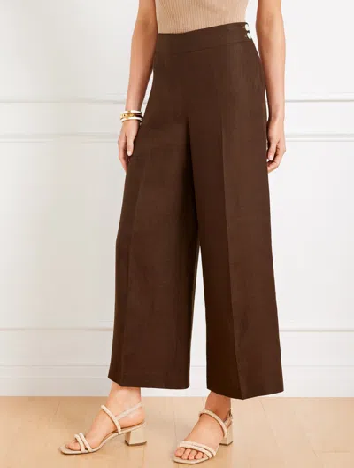 Talbots Petite - Classic Linen Wide Crop Pants - Dark Walnut - 16