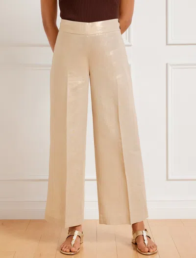 Talbots Petite - Classic Linen Wide Crop Pants - Foil - Tan/gold - 14  In Tan,gold