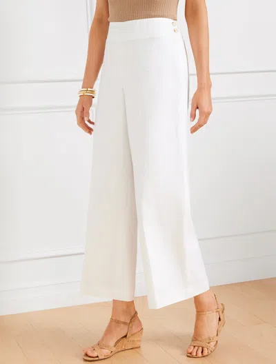 Talbots Petite - Classic Linen Wide Crop Pants - Lined - White - 14
