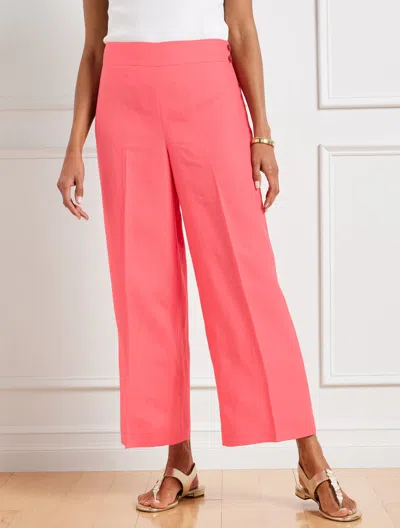 Talbots Petite - Classic Linen Wide Crop Pants - Lovely Coral - 14