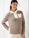 Talbots Petite - Coolmaxâ® Snap Half-zip Sweater - Dusty Mocha Heather - Xl