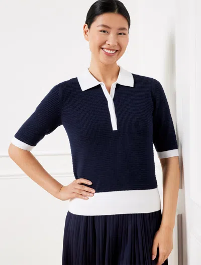 Talbots Petite - Coolmaxâ® Polo Sweater - Blue - Medium