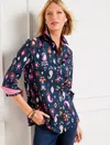 Talbots Cotton Button Front Shirt - Ikat Paisley - Ink - 2x  In Ink