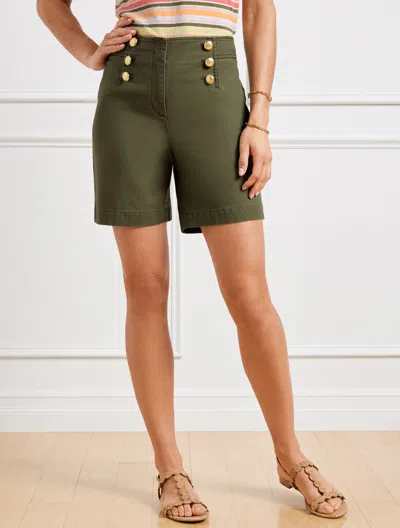 Talbots Petite - Cotton Slub Sailor Shorts - Burnt Olive - 16  In Burnt Olive