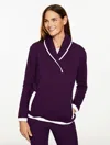 Talbots Petite - Cozy Cloud Shawl Collar Pullover Sweater - Purple Garnet - Xl  In Purple