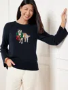 Talbots Petite - Crewneck Sweater - Holiday Dog - Indigo - Small  In Indigo