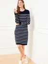 Talbots Petite - Crewneck Sweater Dress - Breton Stripe - Indigo Blue/ivory - Xl  In Indigo Blue,ivory
