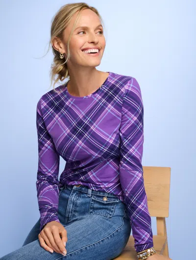 Talbots Crewneck T-shirt - Poinsettia Plaid - Red - 3x