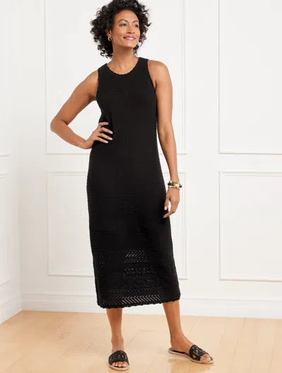 Talbots Petite - Crochet Pointelle Midi Dress - Black - Medium