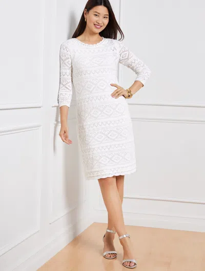 Talbots Crochet Sweater Dress - White - 1x