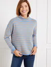 Talbots Misses - Crop Turtleneck - Metallic Stripe - Blue Hydrangea/toasted Co - Xl  In Blue Hydrangea,toasted Co