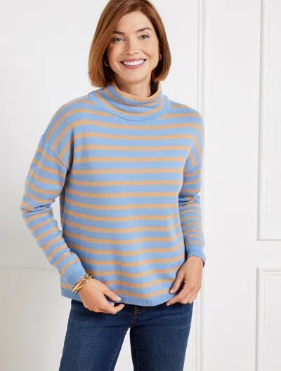Talbots Misses - Crop Turtleneck - Metallic Stripe - Blue Hydrangea/toasted Co - Xl  In Blue Hydrangea,toasted Co